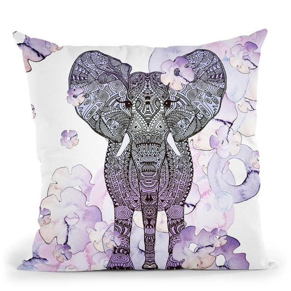 Flowerower Elephant Throw Pillow By Monika Strigel