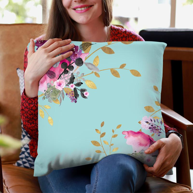 Flower And Gold Black Throw Pillow By Monika Strigel