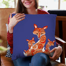 Fox Family Blue Bearbeitet Throw Pillow By Monika Strigel
