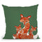 Fox Family Green Bearbeitet Throw Pillow By Monika Strigel