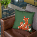 Fox Family Green Bearbeitet Throw Pillow By Monika Strigel