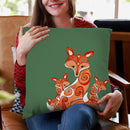 Fox Family Green Bearbeitet Throw Pillow By Monika Strigel