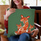 Fox Family Green Bearbeitet Throw Pillow By Monika Strigel