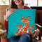 Fox Family Teal Throw Pillow By Monika Strigel
