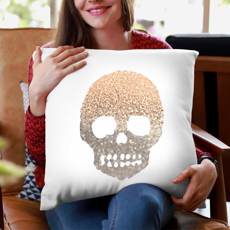 Gatsby Gold Skull Throw Pillow By Monika Strigel