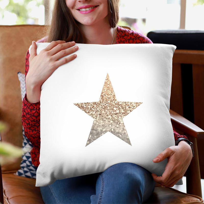 Gatsby Gold Star Throw Pillow By Monika Strigel
