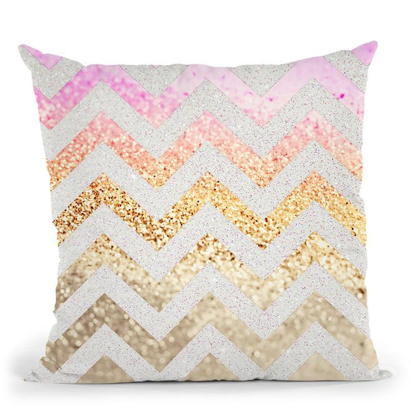 Gatsby Gold Pink Chevron Throw Pillow By Monika Strigel