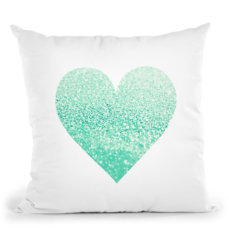 Gatsby Seafoam Heart Throw Pillow By Monika Strigel