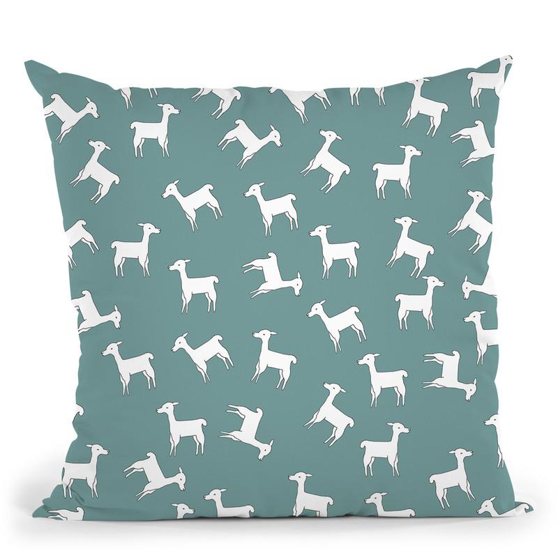 All About Lamas Teal Throw Pillow By Monika Strigel