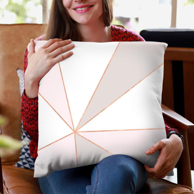 Geo Sunburst Rosegold Pastel Throw Pillow By Monika Strigel