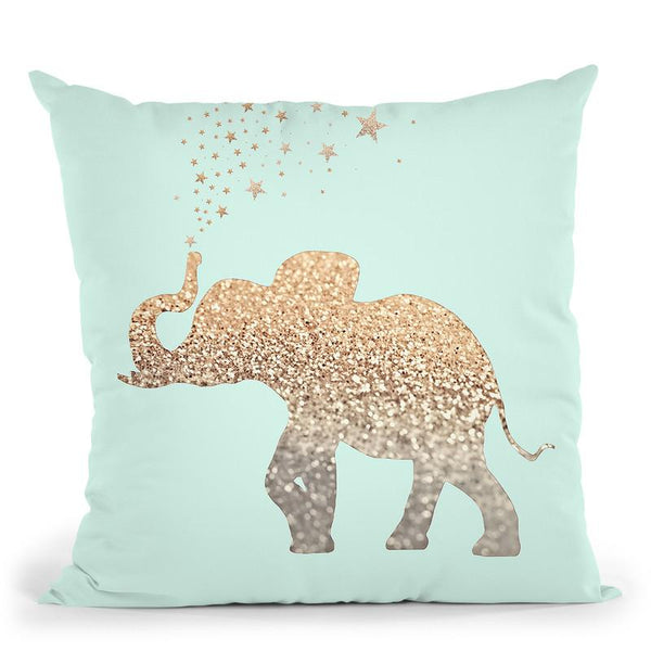 Happy Elephant Sweet Mint Throw Pillow By Monika Strigel