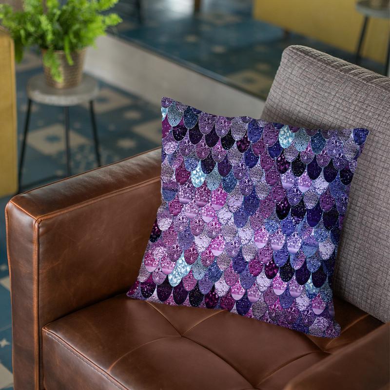 Happy Mermaid Dark Purple Throw Pillow By Monika Strigel