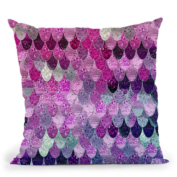 Happy Mermaid Pink And Lavender Throw Pillow By Monika Strigel