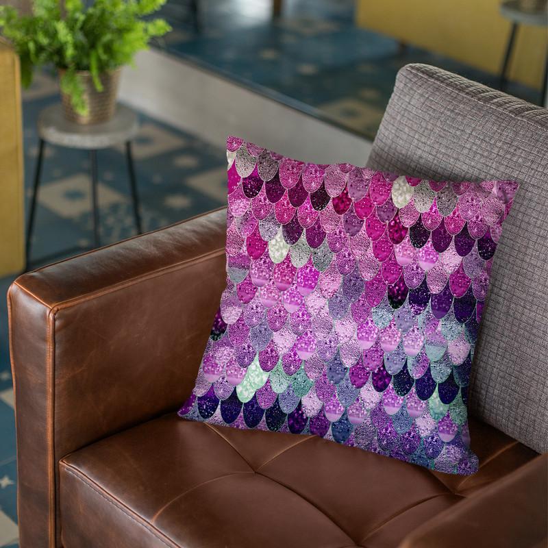 Happy Mermaid Pink And Lavender Throw Pillow By Monika Strigel