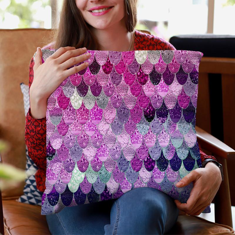 Happy Mermaid Pink And Lavender Throw Pillow By Monika Strigel