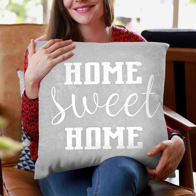 Home Sweet Home Light Grey Throw Pillow By Monika Strigel