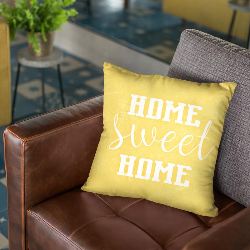 Home Sweet Home Scandi Yellow Throw Pillow By Monika Strigel