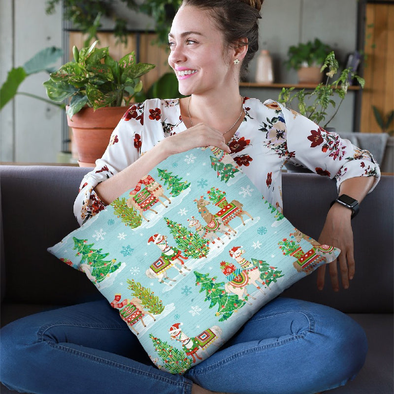 Lovely Llamas Christmas Step 07 Throw Pillow By Mary Urban
