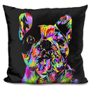 Manny The Frenchie Technodromeuare Throw Pillow