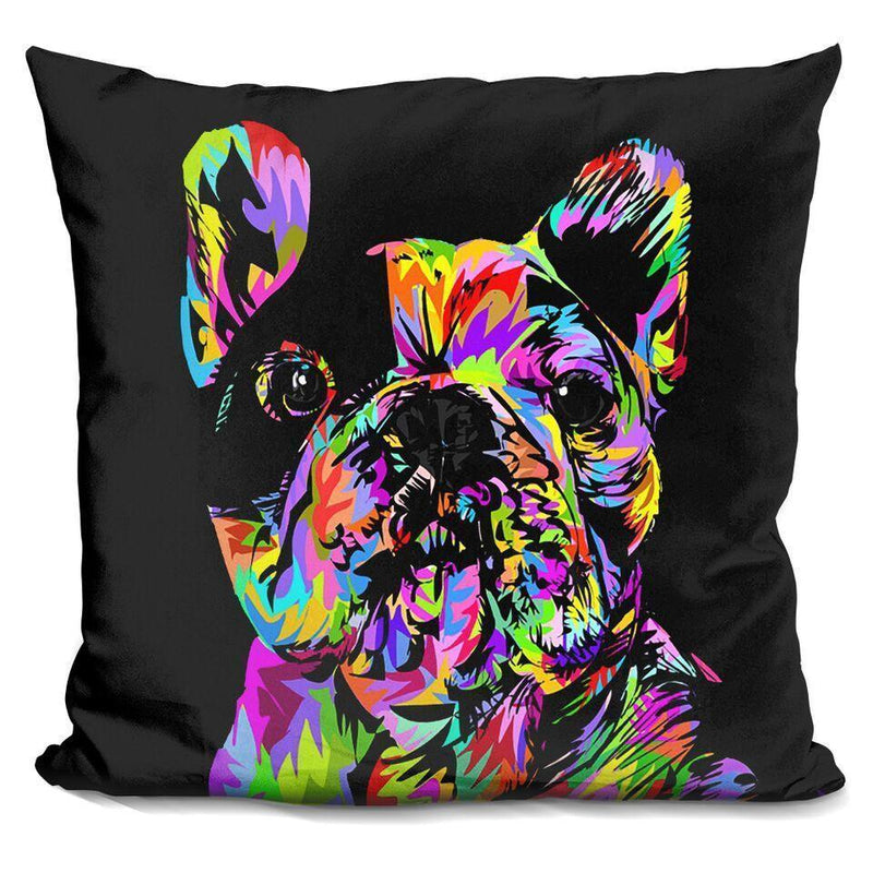 Manny The Frenchie Technodromeuare Throw Pillow