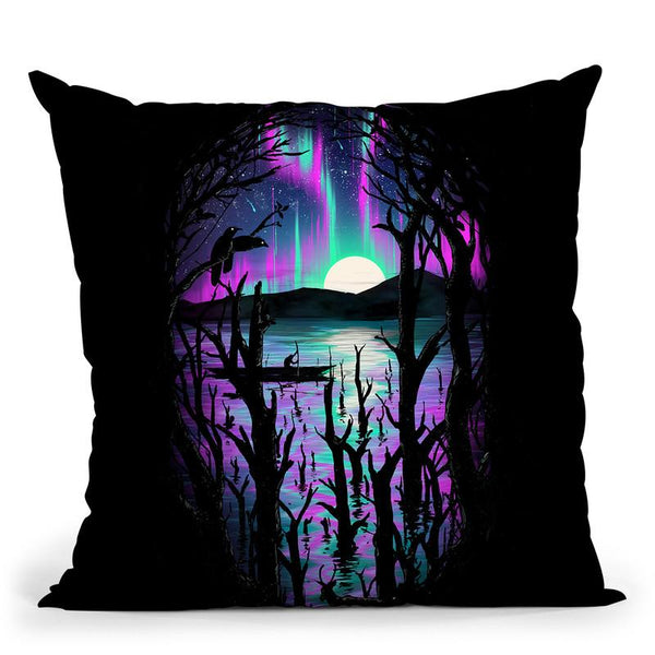 Night With Aurora Throw Pillow By Nicebleed