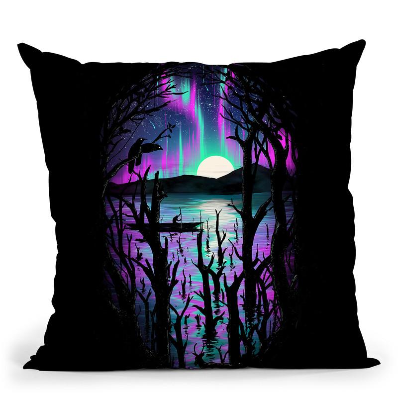 Night With Aurora Throw Pillow By Nicebleed