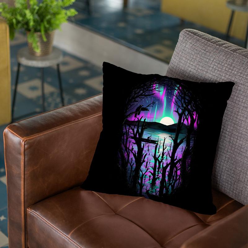 Night With Aurora Throw Pillow By Nicebleed