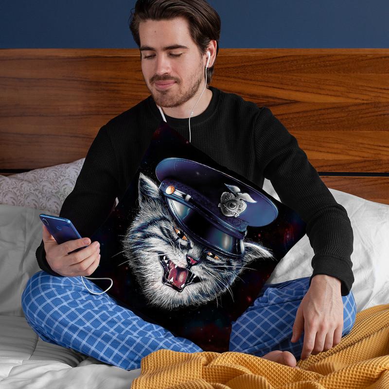 Police Cat Throw Pillow By Nicebleed