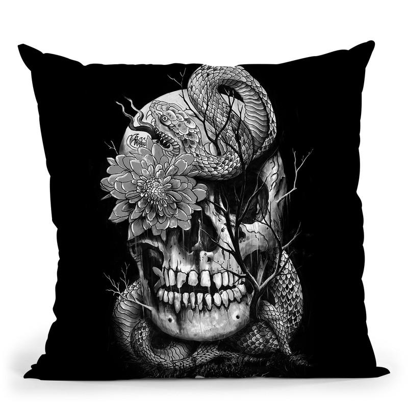 Snake And Skull Throw Pillow By Nicebleed