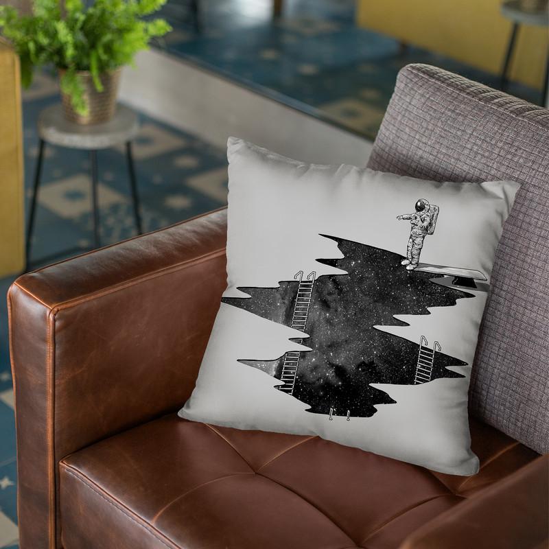 Space Diving Square Throw Pillow By Nicebleed