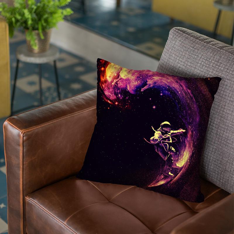 Space Surfing Throw Pillow By Nicebleed