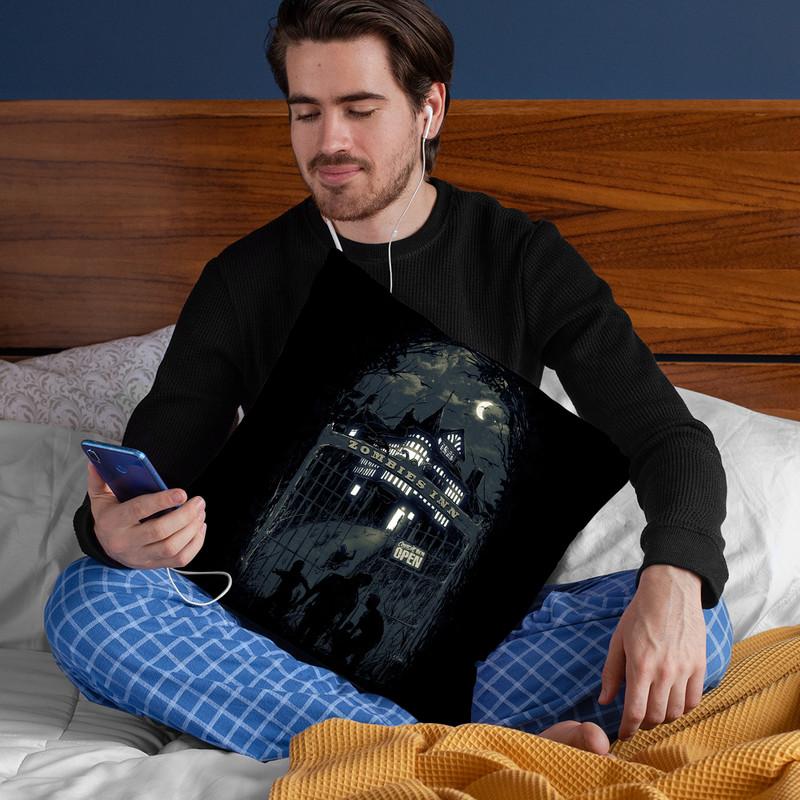 Zombies' Inn Throw Pillow By Nicebleed