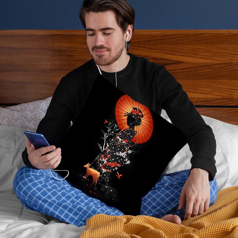 Geisha Nature Throw Pillow By Nicebleed