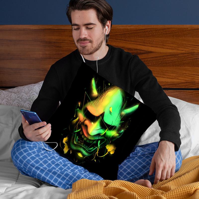 Hannya Mask Throw Pillow By Nicebleed
