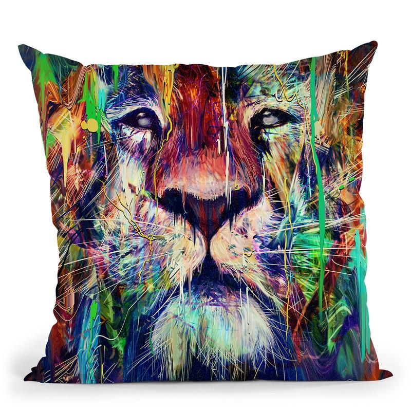 Lion I Throw Pillow By Nicebleed
