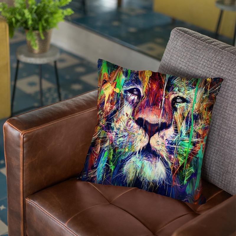 Lion I Throw Pillow By Nicebleed