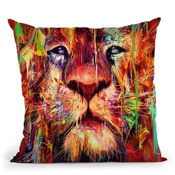 Lion Red Throw Pillow By Nicebleed