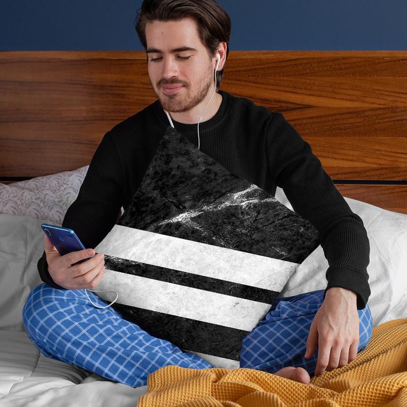 Black Striped Marble Throw Pillow By Niklas Gustafson