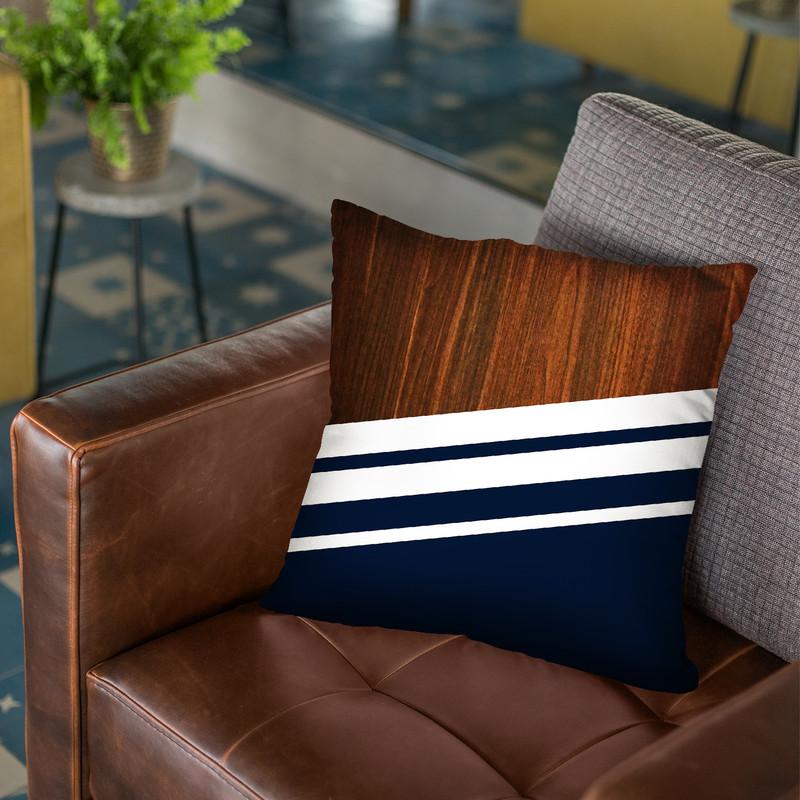 Wooden Navy Throw Pillow By Niklas Gustafson