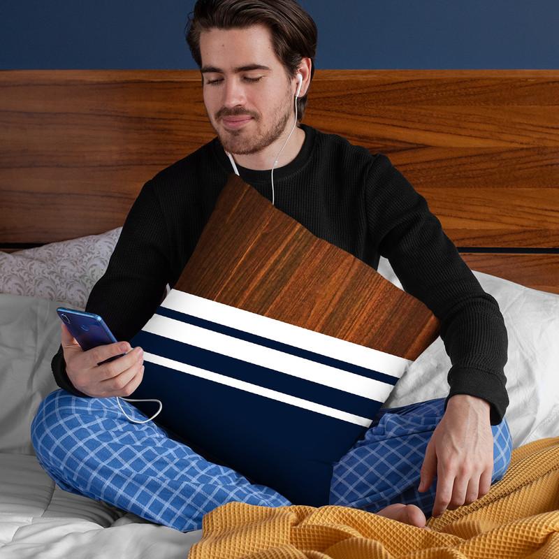 Wooden Navy Throw Pillow By Niklas Gustafson