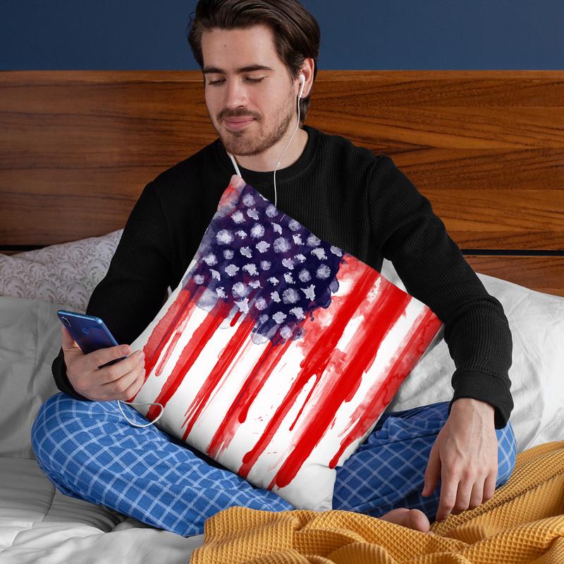 American Spatter Flag Throw Pillow By Niklas Gustafson