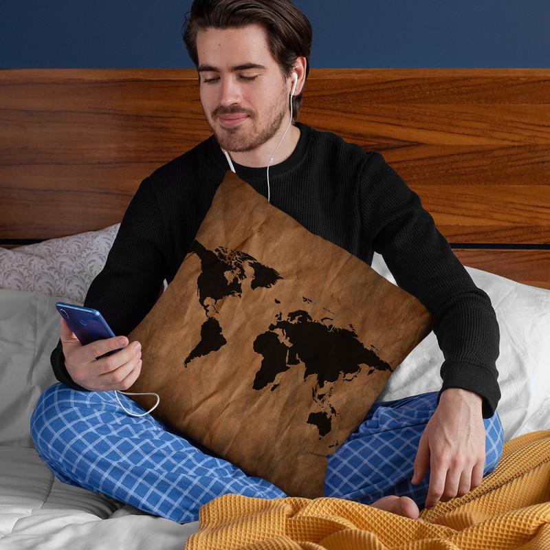 Old Wrinkled World Map Throw Pillow By Niklas Gustafson