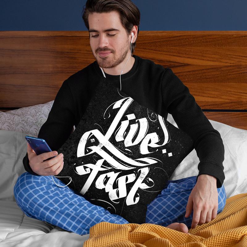 Typo Live Fast Throw Pillow By Nikita Abakumov
