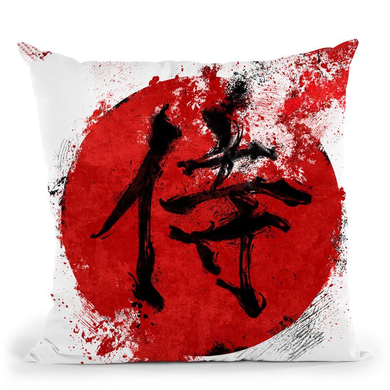 Kanji Samurai Throw Pillow By Nikita Abakumov