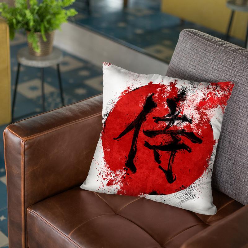 Kanji Samurai Throw Pillow By Nikita Abakumov