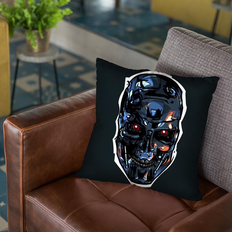Terminator Head Throw Pillow By Nikita Abakumov
