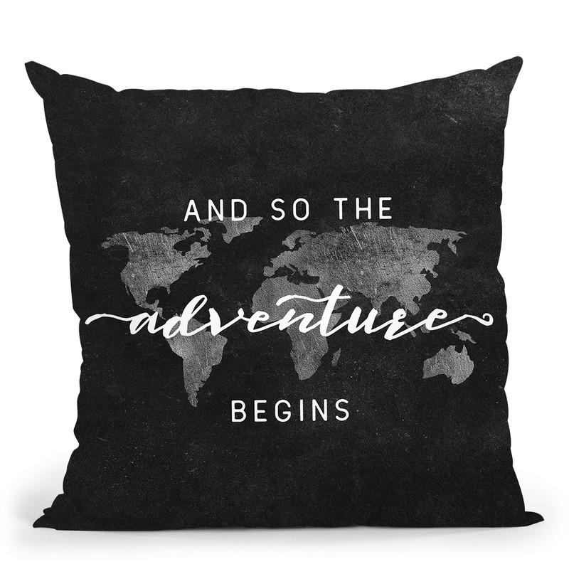 And So The Adventure Begins World Map Throw Pillow By Nature Magick