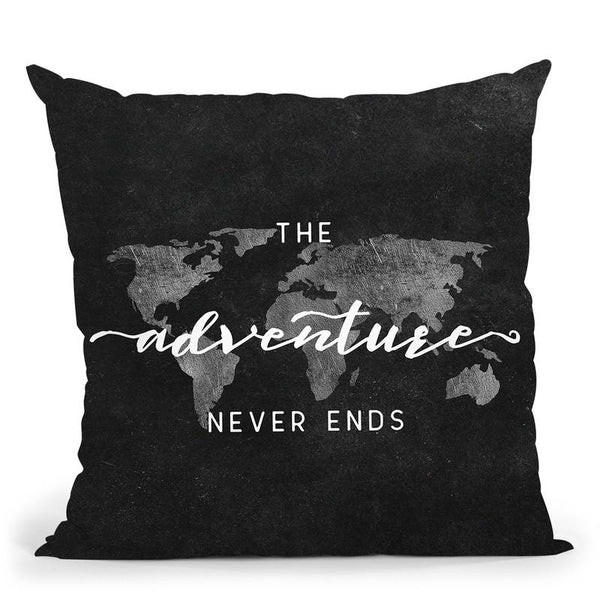 The Adventure Never Ends World Map Throw Pillow By Nature Magick