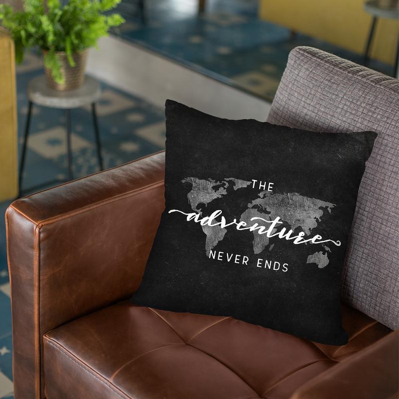 The Adventure Never Ends World Map Throw Pillow By Nature Magick