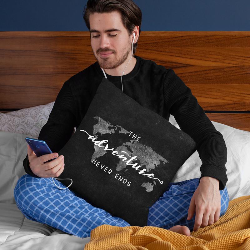 The Adventure Never Ends World Map Throw Pillow By Nature Magick